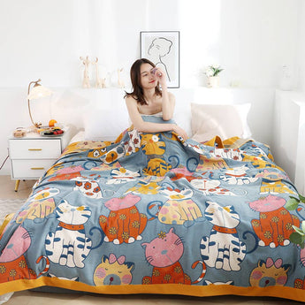 Homeheil Cute Animal Cartoon Reversible Cotton Quilt