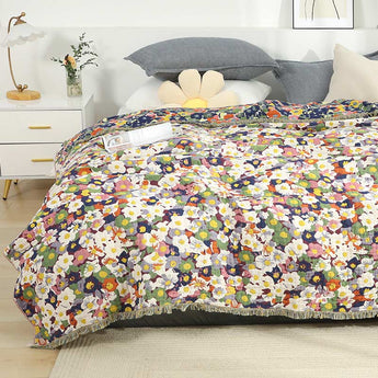 Homeheil Rustic Flower Reversible Cotton Soft Quilt