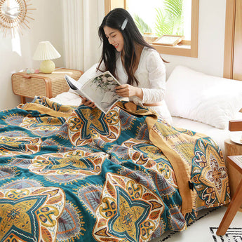 Multicolor Cotton Reversible Design Lightweight Quilt