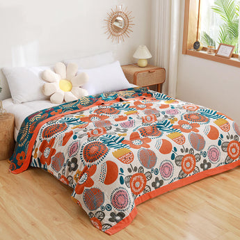 Homeheil Orange Cartoon Flower Pattern Cotton Quilt