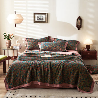 Jacquard Rustic Floral Cotton Gauze Bedding