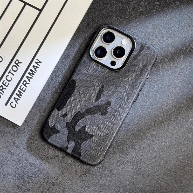 Simple Camouflage Leather iPhone Case With Magsafe