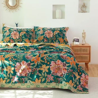 Homeheil Luxuriant Flower Cotton Reversible Soft Quilt