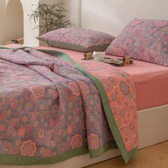 Flower Jacquard Cotton Gauze Reversible Quilt