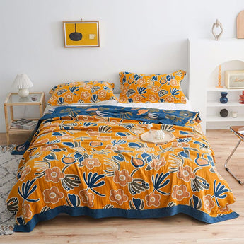 Homeheil Bohemian Flower Print Double Side Quilt