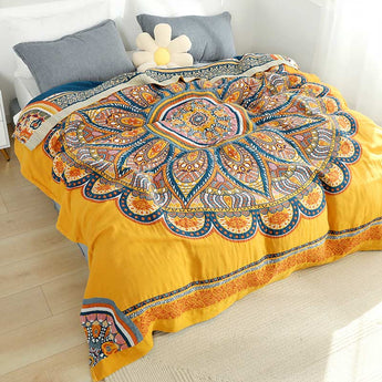 Homeheil Bohemian Reversible Yellow Flower Summer Quilt