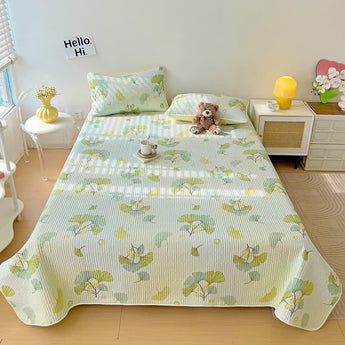 Floral Ginkgo Leaf Pure Cotton Soft Coverlet