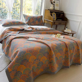 Arched Pattern Flower Cotton Reversible Quilt