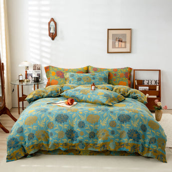 Homeheil Retro Flower Leaf Cotton Bedding Sets(4PCS)