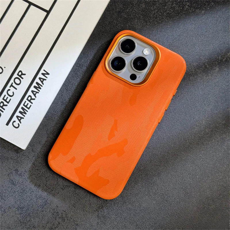 Simple Camouflage Leather iPhone Case With Magsafe