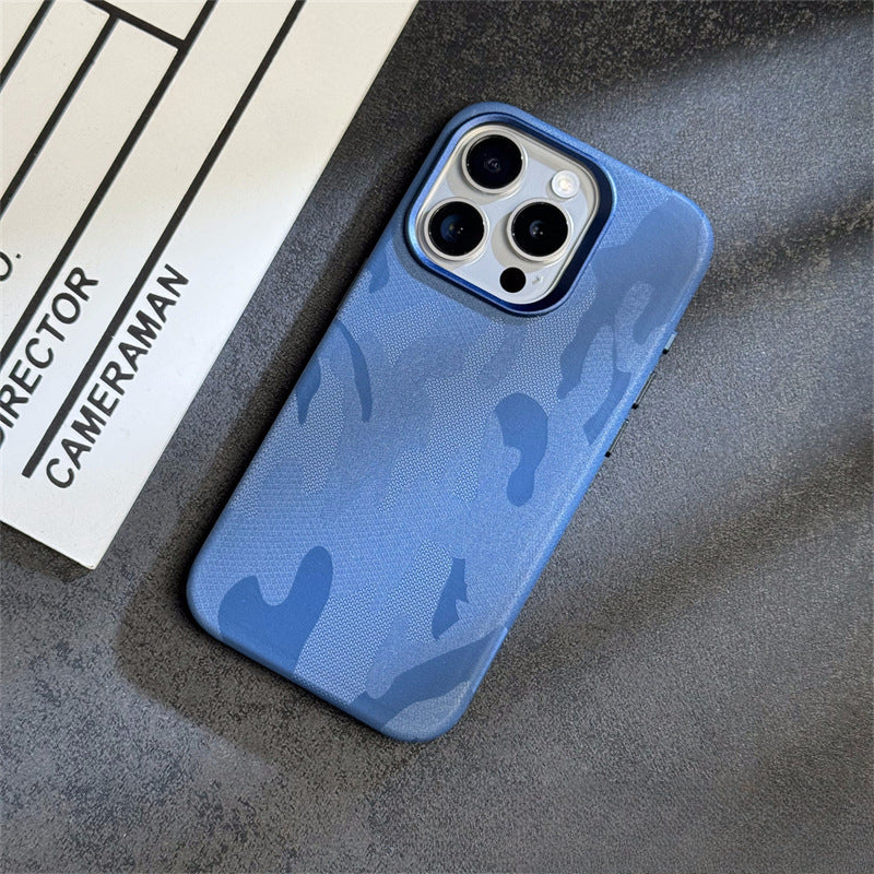Simple Camouflage Leather iPhone Case With Magsafe