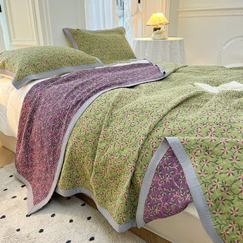 Blooming Flower Pure Cotton Quilted Coverlet