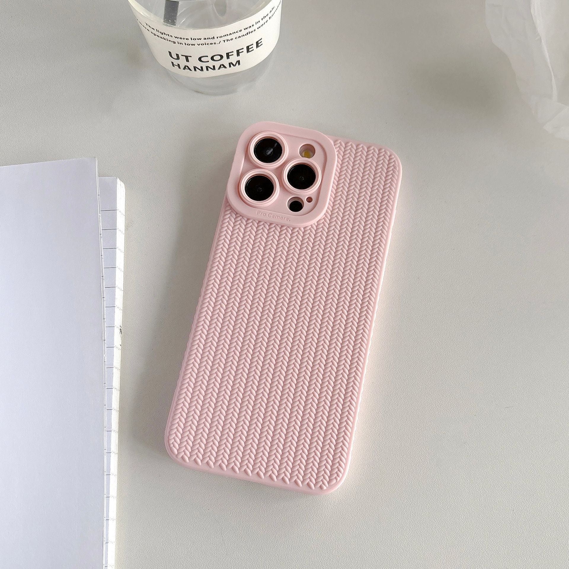 Casedmy Solid Color Woven Pattern Soft iPhone Case