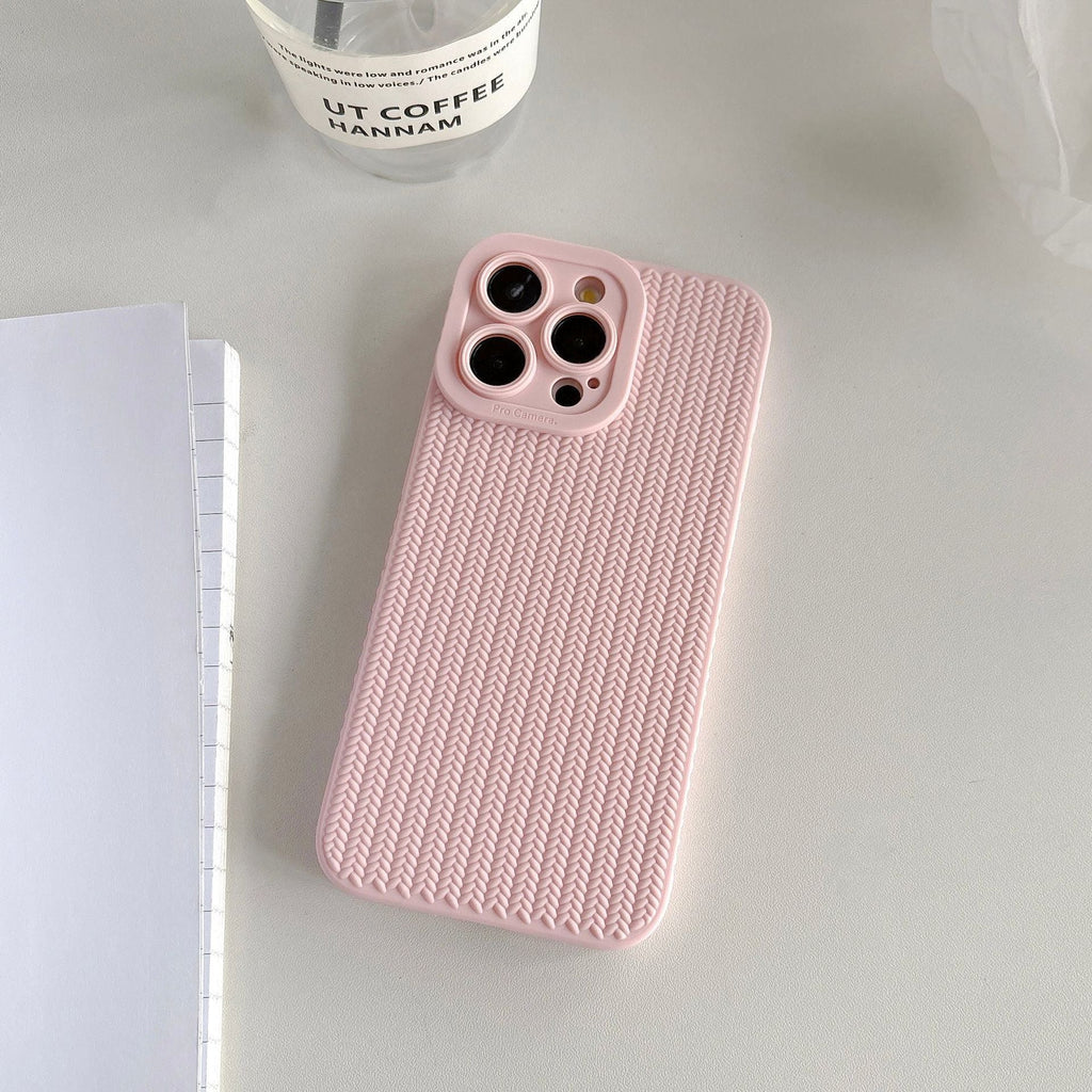 Casedmy Solid Color Woven Pattern Soft iPhone Case