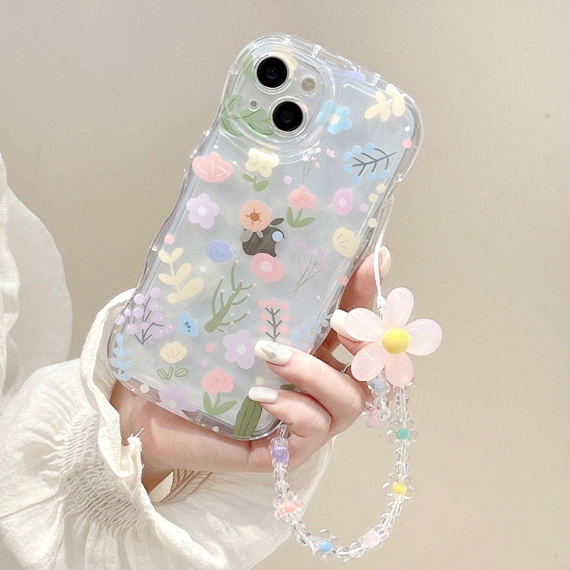 Casedmy Wave Edge Floral With Bracelet iPhone Case