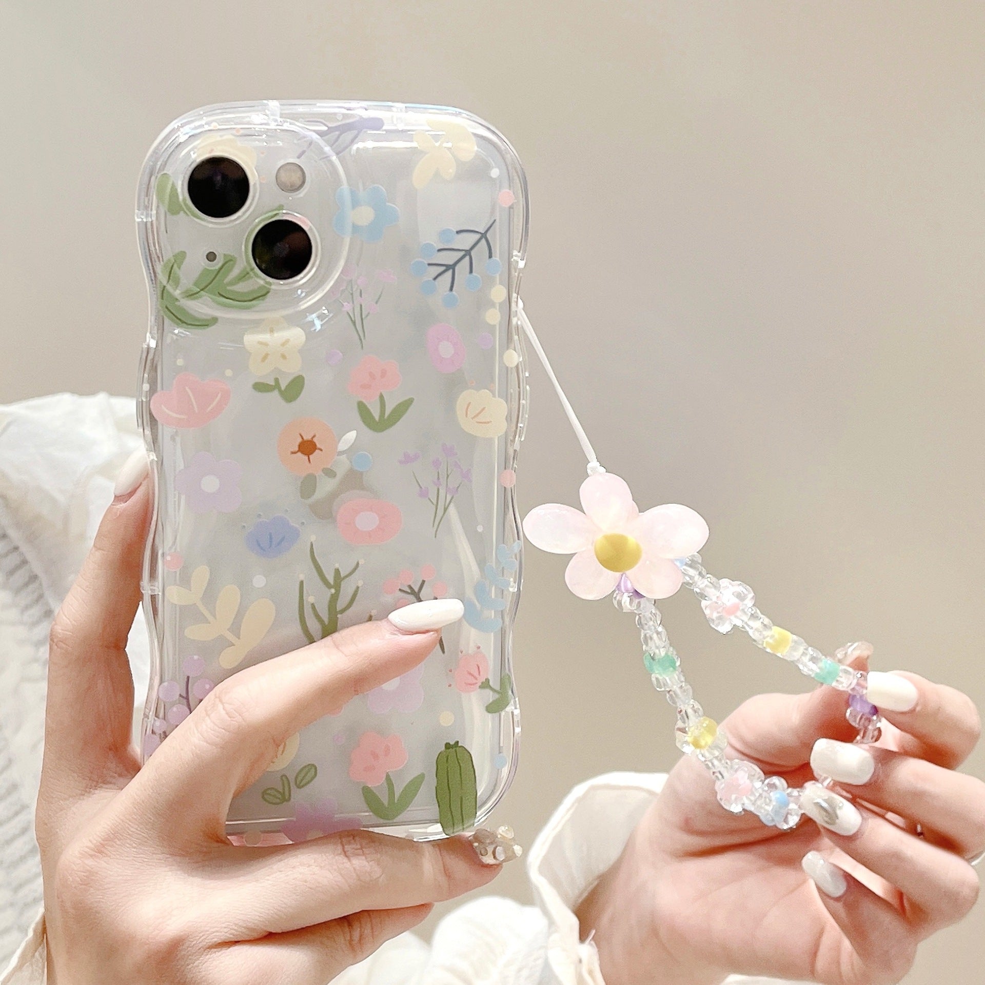 Casedmy Wave Edge Floral With Bracelet iPhone Case