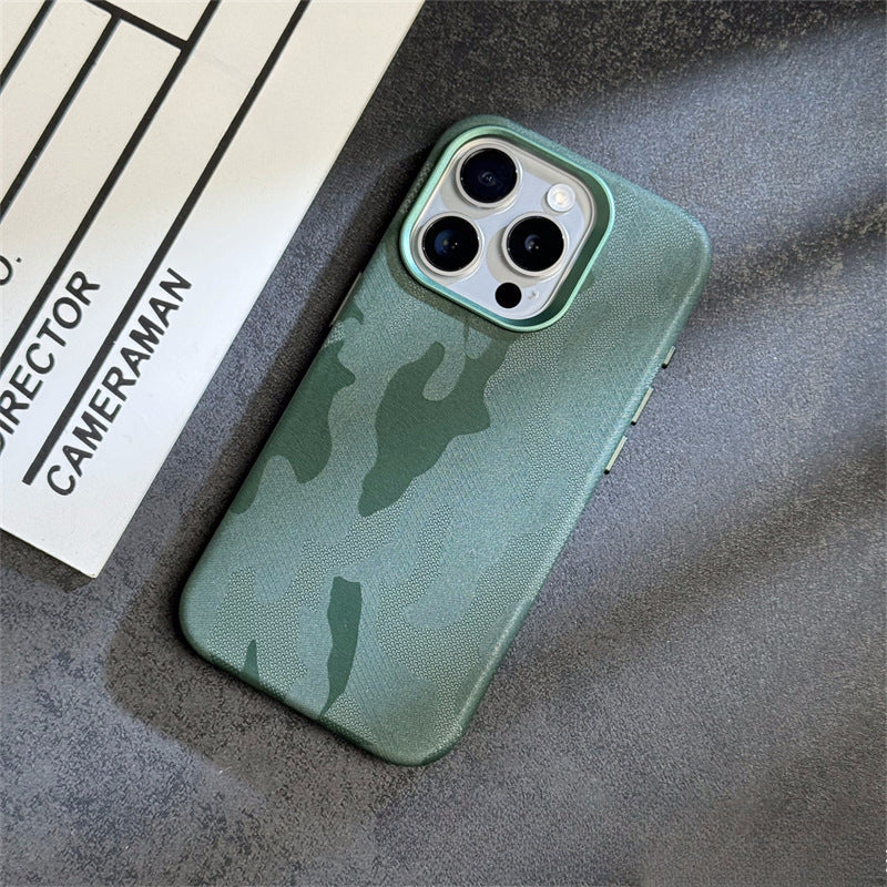 Simple Camouflage Leather iPhone Case With Magsafe