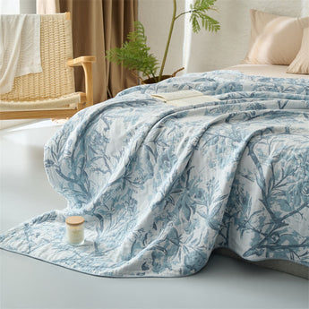 Rural Leaf Branch Cotton Gauze Quilt