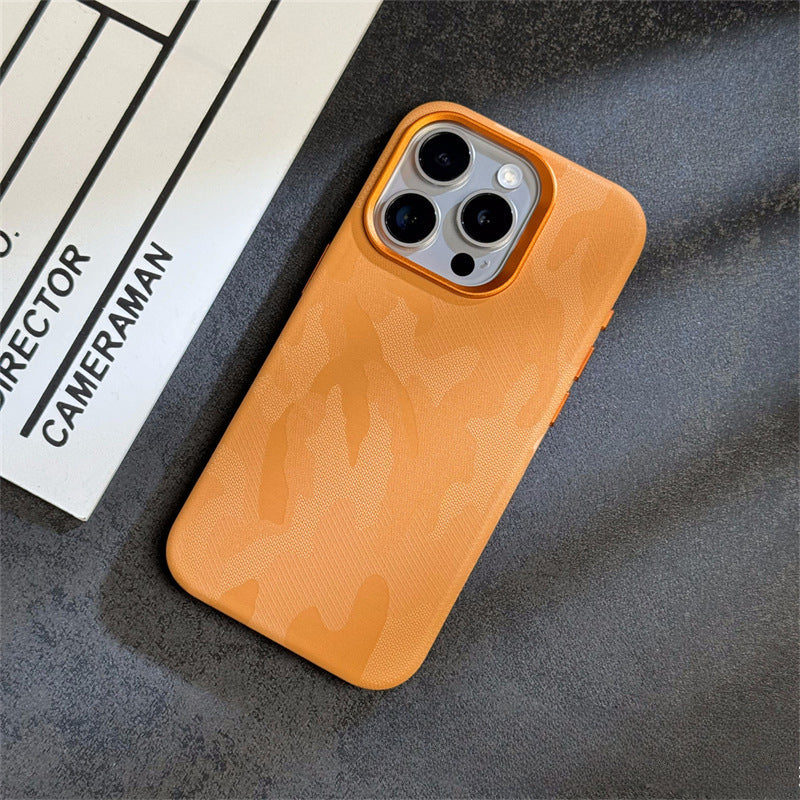 Simple Camouflage Leather iPhone Case With Magsafe