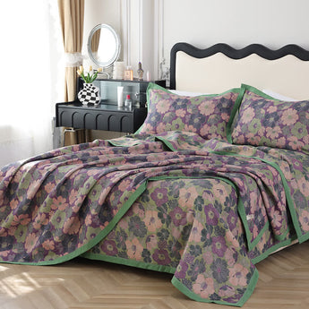 Floral Pure Cotton Gauze Decorative Quilt