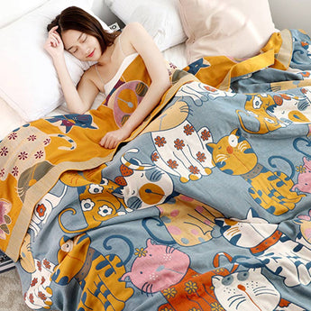 Homeheil Cute Animal Cartoon Reversible Cotton Quilt