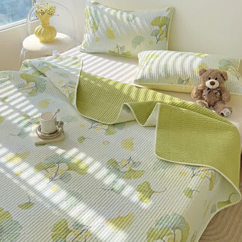 Floral Ginkgo Leaf Pure Cotton Soft Coverlet