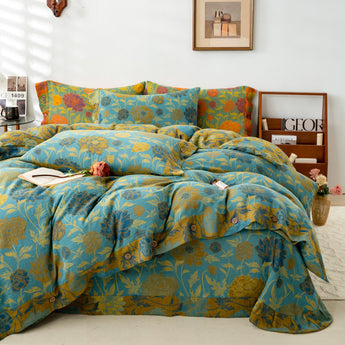 Homeheil Retro Flower Leaf Cotton Bedding Sets(4PCS)