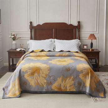 Hibiscus Flower Bamboo Fiber Reversible Coverlet