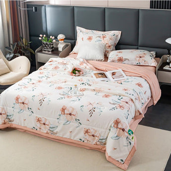 Flower Soft Comfy Quilt Bedsheet & Pillowcases(4PCS)