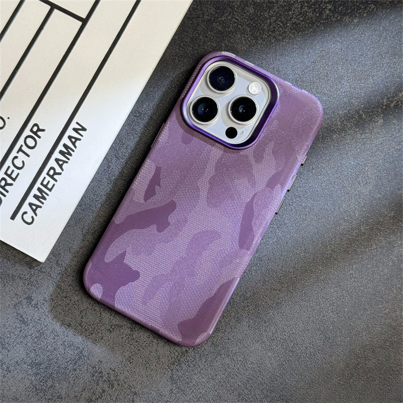Simple Camouflage Leather iPhone Case With Magsafe
