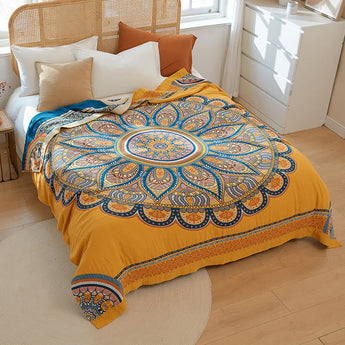 Homeheil Bohemian Reversible Yellow Flower Summer Quilt